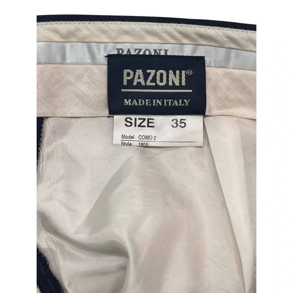 Pazoni 35x33 Charcoal Dress Suit Pants Trousers Pleated High Waisted Wool Italy